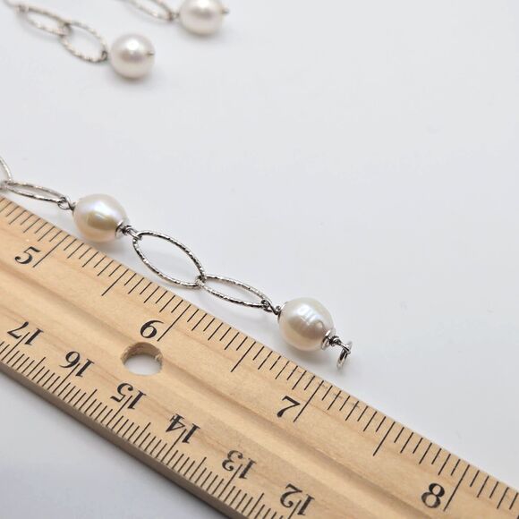 Imperial Genuine Cultured Pearls on Sterling Silver 925 Bracelet and Earring Set - Picture 8 of 10